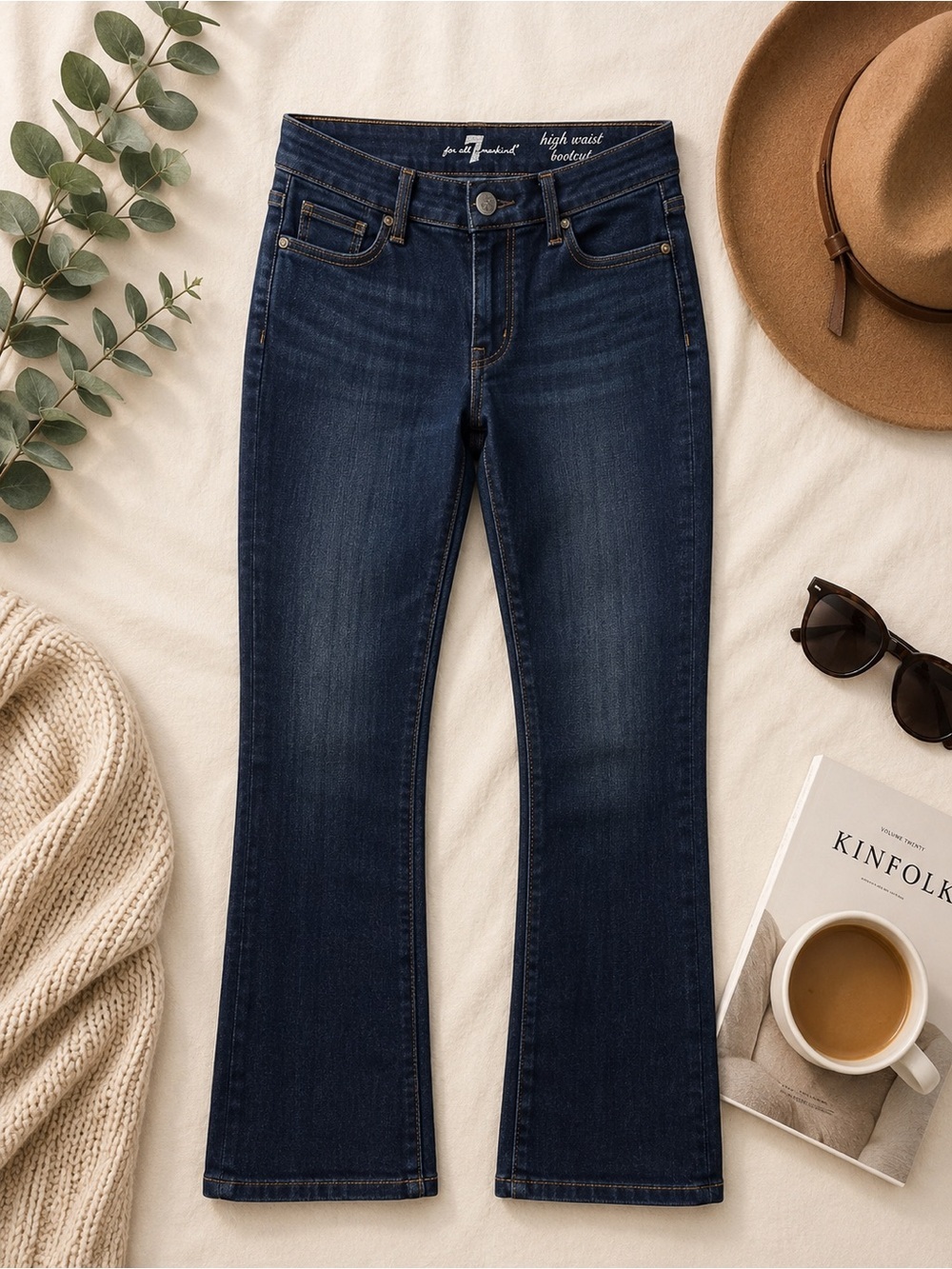 7 For All Mankind Jeans 30 High Waist Bootcut Dark Wash Stretch Denim